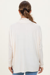 Cream Draped Oversized Turtleneck Dolman Sleeve Maternity Top
