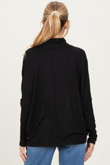 Black Draped Oversized Turtleneck Dolman Sleeve Maternity Top