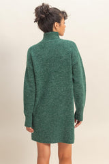 Green High Neck Sweater Mini Dress