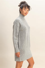 Heather Grey High Neck Sweater Mini Dress