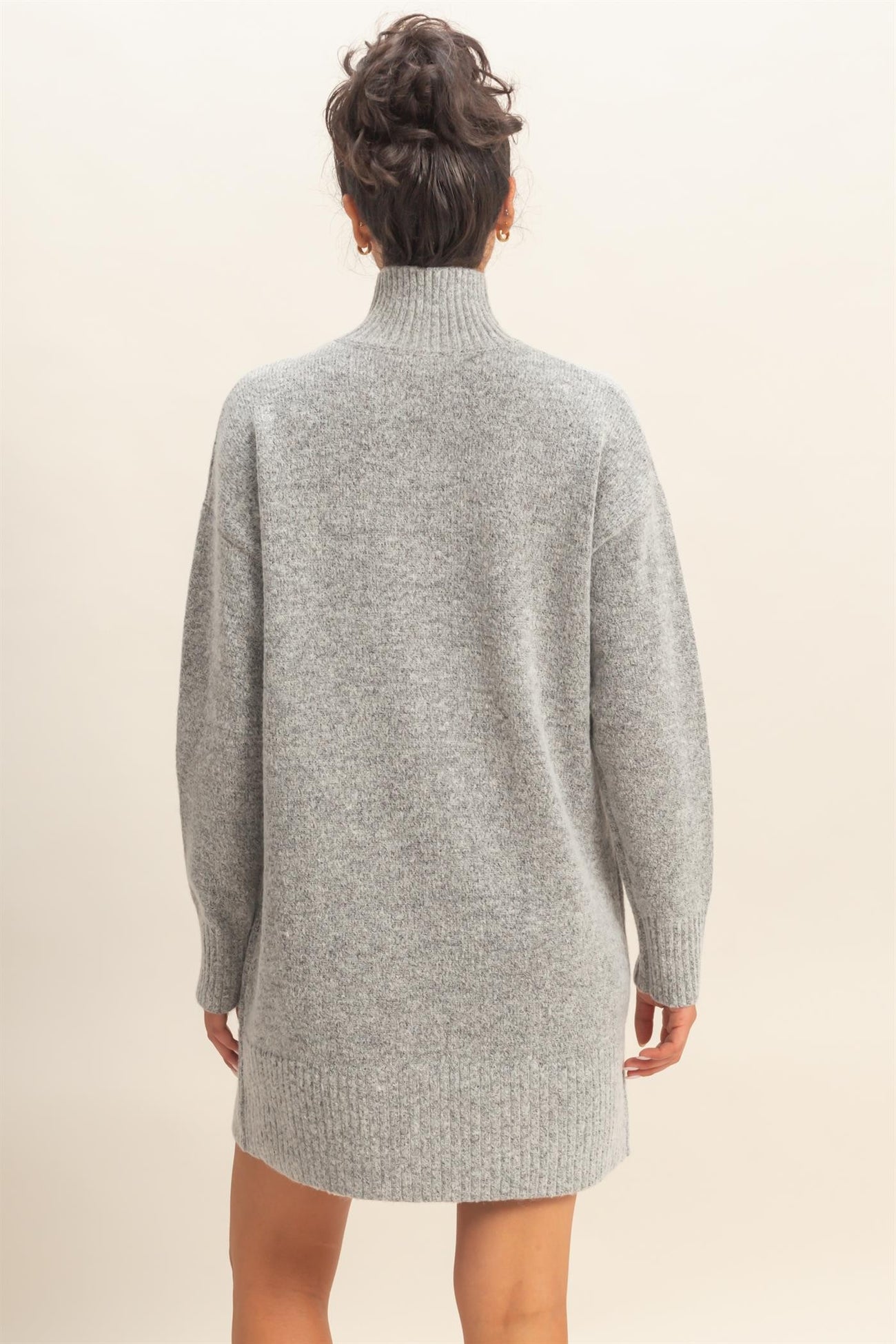 Heather Grey High Neck Sweater Mini Dress