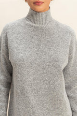 Heather Grey High Neck Sweater Mini Dress