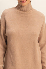 Taupe High Neck Sweater Mini Dress