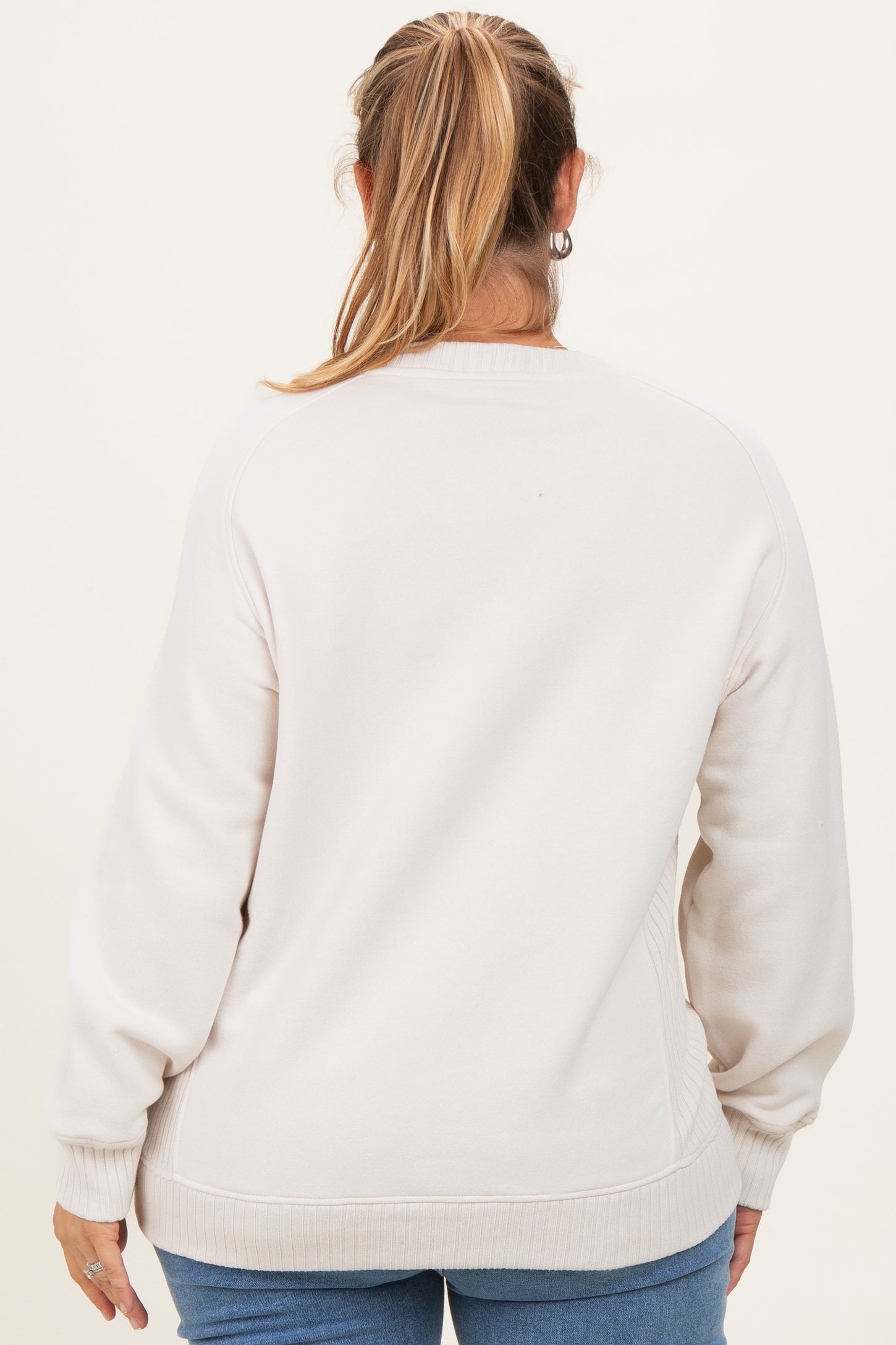 Ivory Pullover Terry Maternity Plus Crewneck