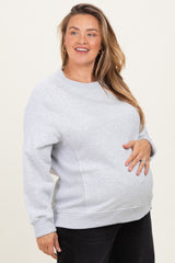 Heather Grey Pullover Terry Maternity Plus Crewneck