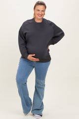 Charcoal Pullover Terry Maternity Plus Crewneck
