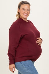 Burgundy Pullover Terry Maternity Plus Crewneck