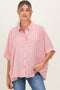 Red Striped Button Up Dolman Maternity Top