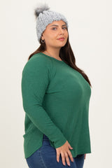 Green Baby Waffle Knit Long Sleeve Plus Top