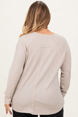 Cream Baby Waffle Knit Long Sleeve Maternity Plus Top