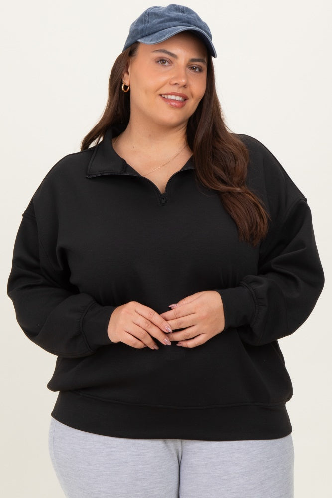 Black Half Zip Plus Pullover