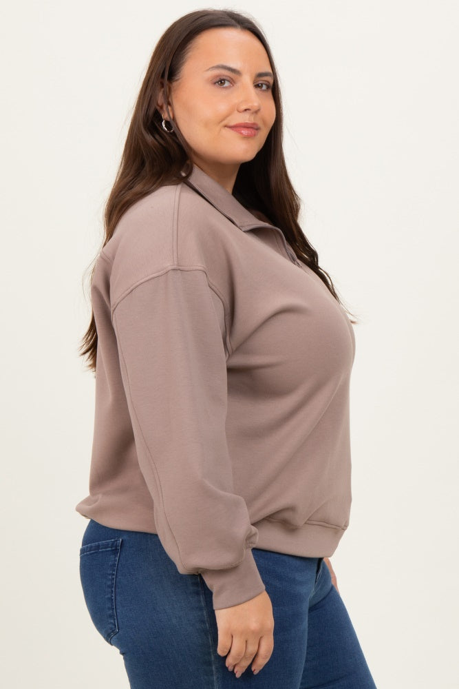 Light Mocha Half Zip Plus Pullover