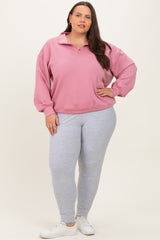 Mauve Half Zip Plus Pullover