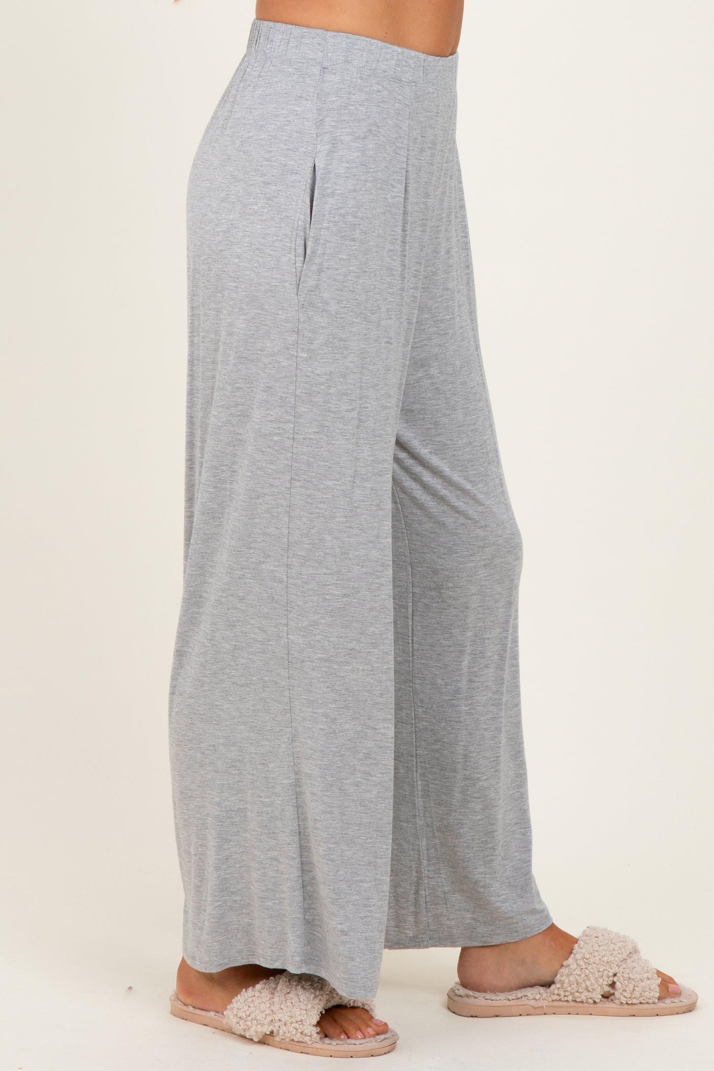 Heather Grey Wide Leg Ankle Lounge Pants