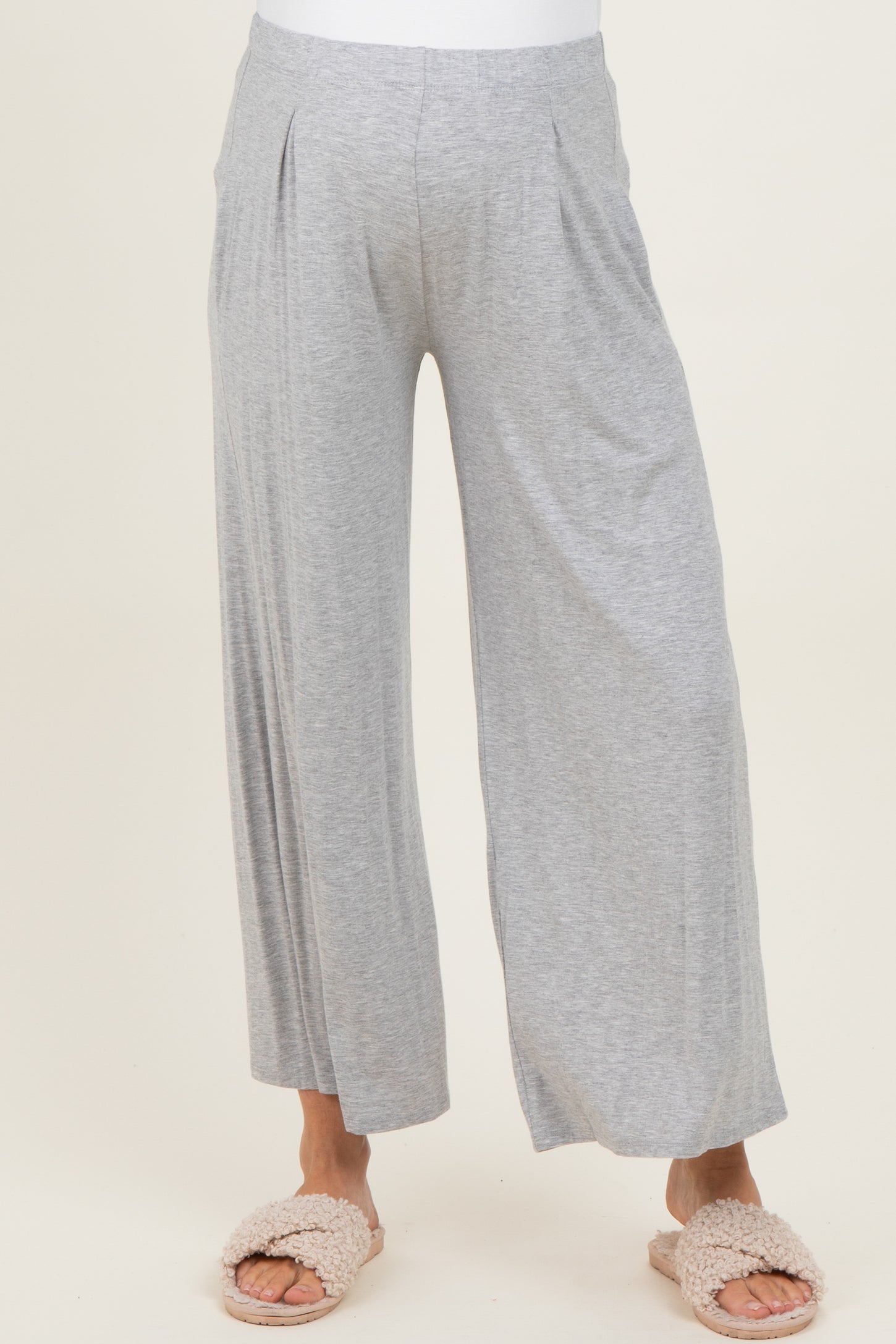 Heather Grey Wide Leg Ankle Maternity Lounge Pants