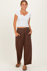 Brown Wide Leg Ankle Lounge Pants