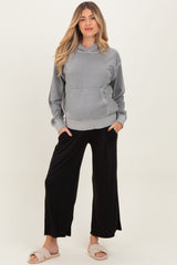 Black Wide Leg Ankle Maternity Lounge Pants