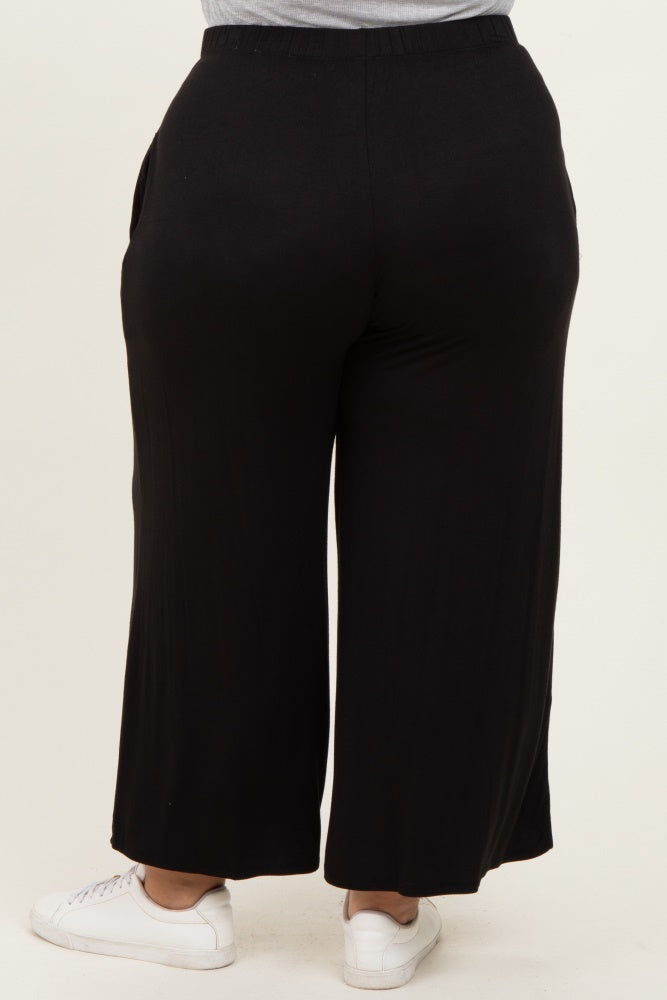 Black Wide Leg Ankle Plus Lounge Pants