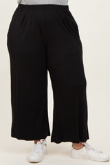 Black Wide Leg Ankle Plus Lounge Pants