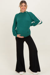 Black Fold Over Waist Maternity Wide Leg Lounge Pants