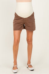 Brown Classic Maternity Denim Shorts