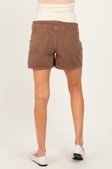 Brown Classic Maternity Denim Shorts