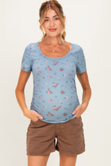 Brown Classic Maternity Denim Shorts