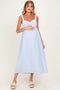 Blue Ruffle Trim Sweetheart Neckline Maternity Midi Dress