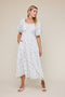 Ivory Floral Puff Sleeve Tie Front Midi Dress