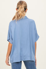 Light Blue Dolman Sleeve Button Down Maternity Blouse