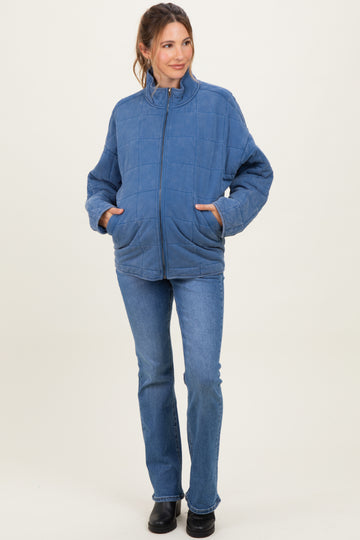 Denim Oversized Quilted Maternity Jacket