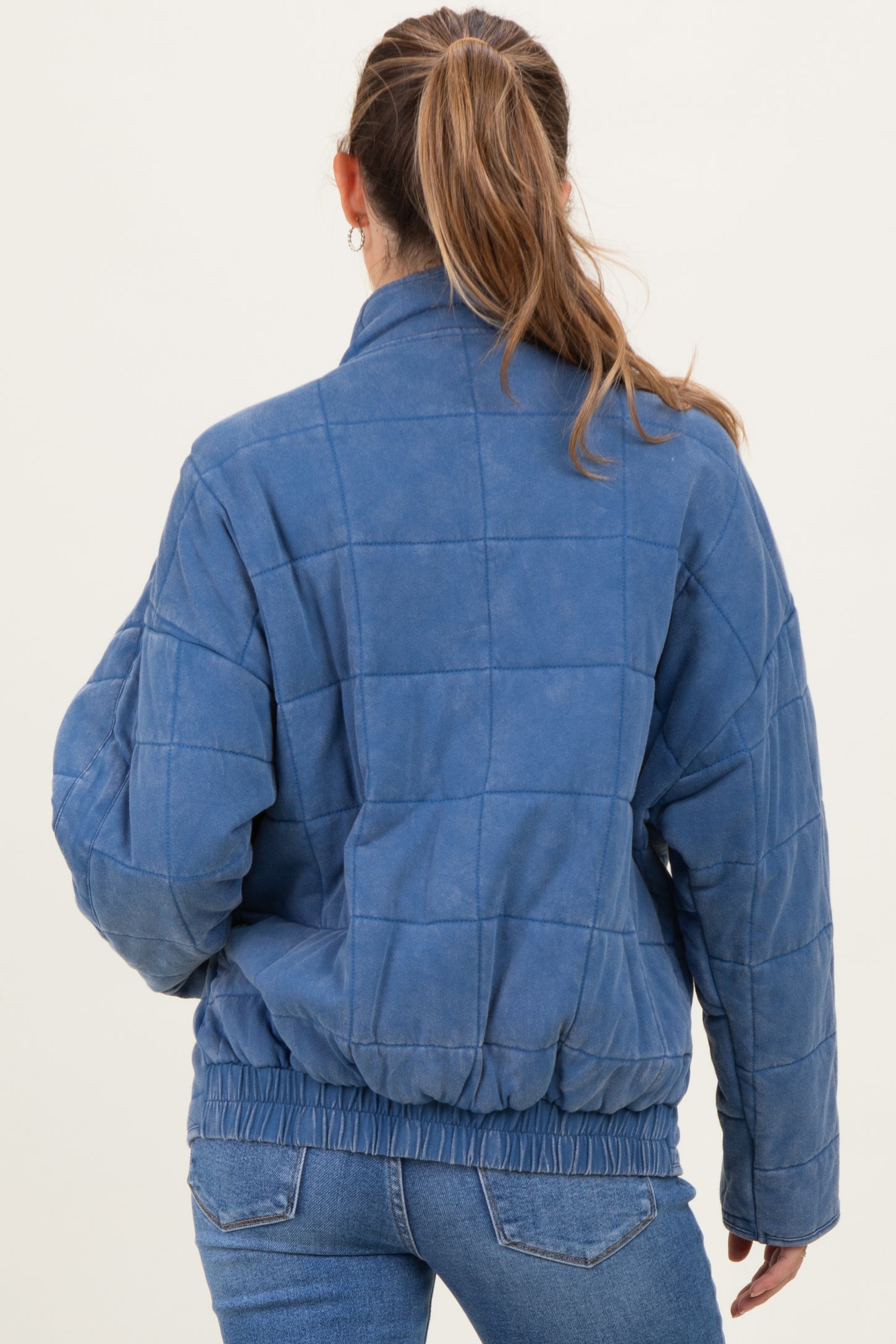 Denim Oversized Quilted Maternity Jacket