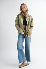 Olive Oversized Quilted Jacket
