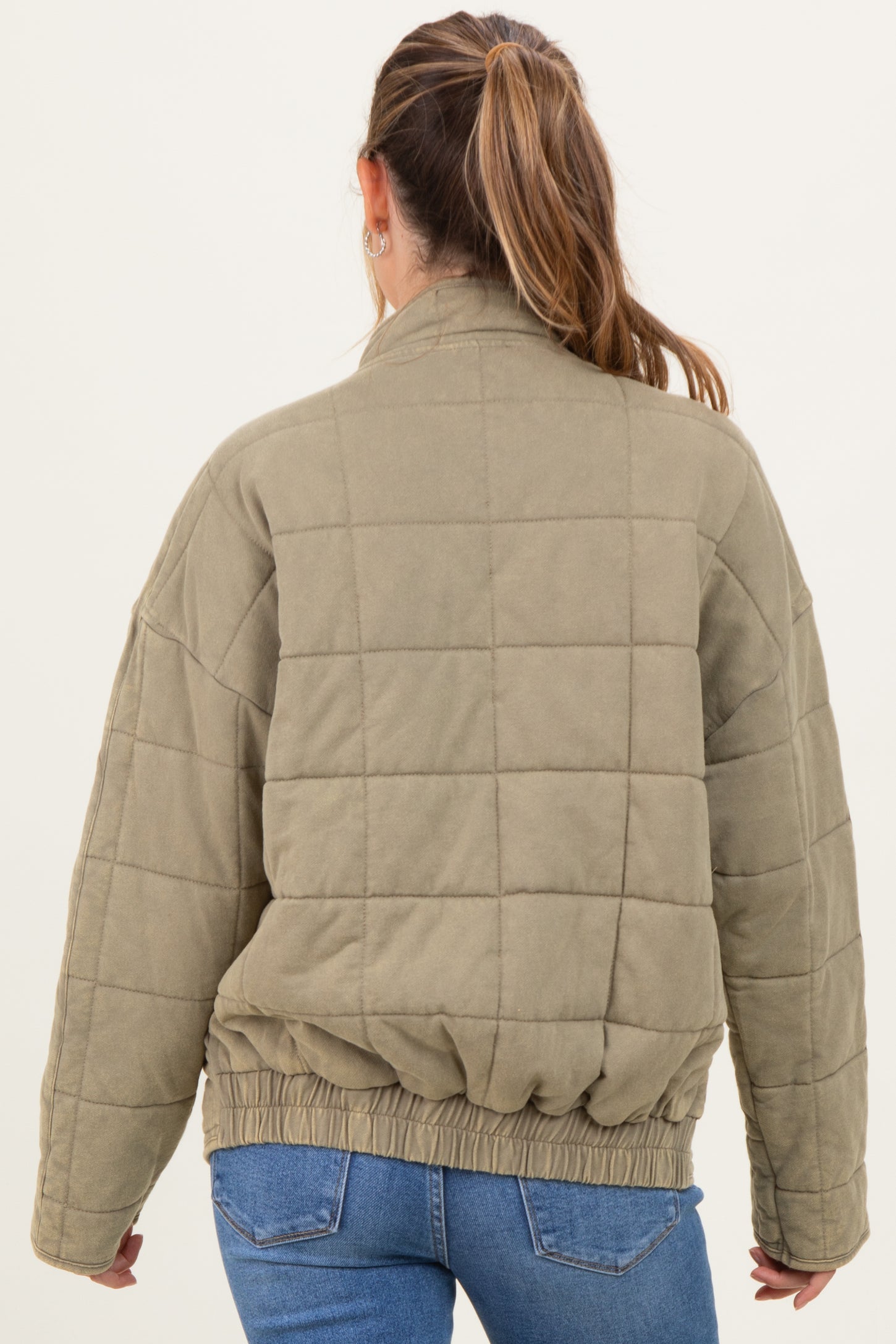 Olive Oversized Quilted Maternity Jacket