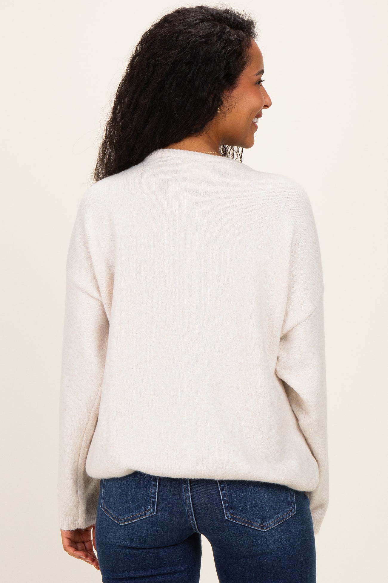 Ivory Classic Crew Neck Maternity Button Cardigan
