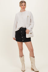 Ivory Classic Crew Neck Button Cardigan