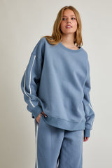 Dusty Blue Contrast Trim Sweatshirt