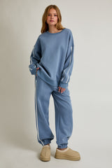 Dusty Blue Contrast Trim Sweatshirt