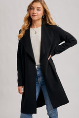 Black Knit Open Front Long Maternity Cardigan