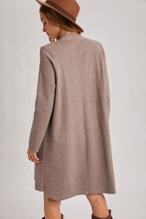 Mocha Knit Open Front Long Cardigan