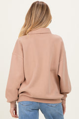 Camel Oversized Polo Maternity Pullover