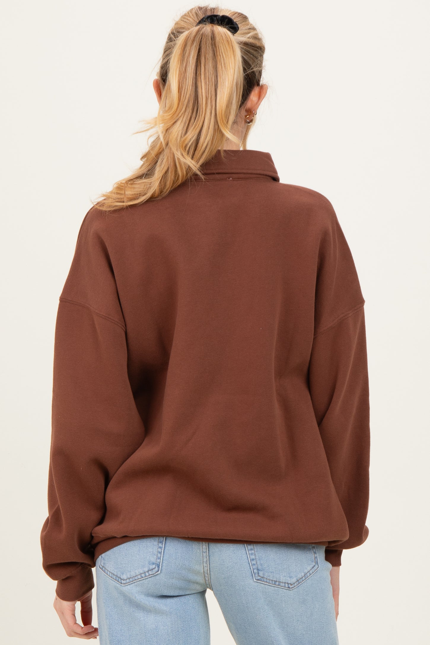 Brown Oversized Polo Maternity Pullover