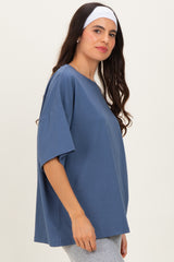 Dusty Navy Crew Neck Short Sleeve Oversized T-Shirt