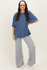 Dusty Navy Crew Neck Short Sleeve Oversized T-Shirt