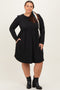 Navy Textured Rib Long Sleeve Plus Dress