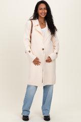 Ivory Knit Long Maternity Sweater Coat