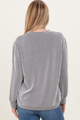 White Textured Rib Crew Neck Long Sleeve