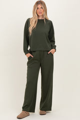 Olive Crewneck Pullover Pant Set