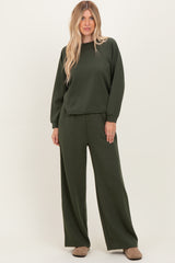 Olive Crewneck Pullover Pant Set