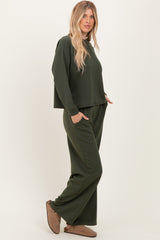 Olive Crewneck Pullover Pant Set